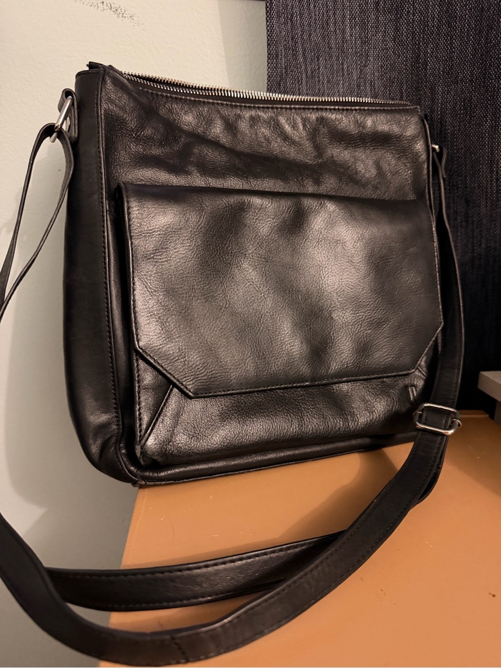 Pelle Black Leather Crossbody Bag